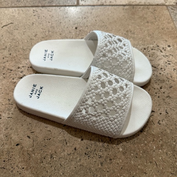 Janie and Jack White Woven Slide Sandals - Picture 1 of 6